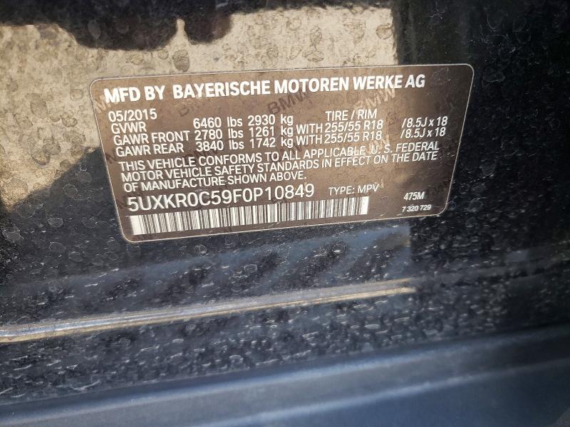 69793676 :رقم المزاد ، 5UXKR0C59F0P10849 vin ، 2015 Bmw X5 مزاد بيع