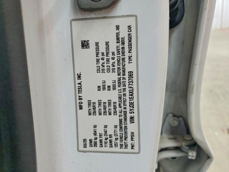 Продажа на аукционе авто 2020 Tesla Model 3, vin: 5YJ3E1EAXLF737069, номер лота: 70169296