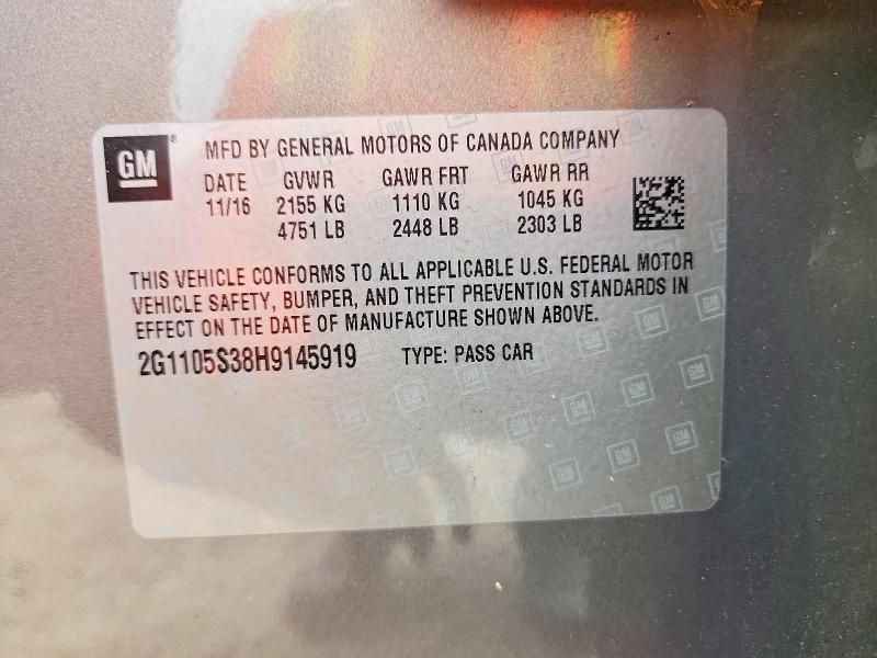 Продаж на аукціоні авто 2017 Chevrolet Impala, vin: 2G1105S38H9145919, номер лоту: 68346796