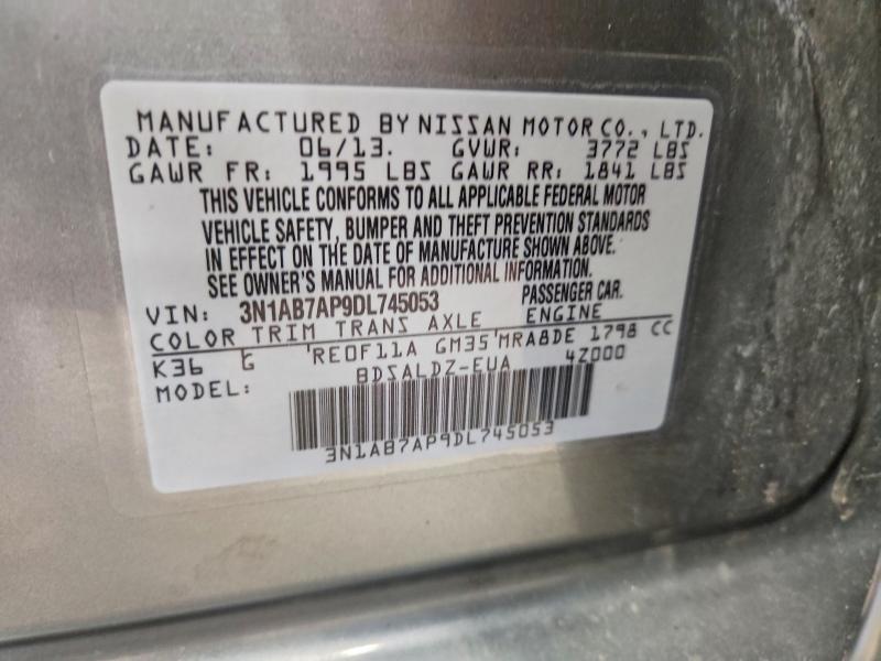 Auction sale of the 2013 Nissan Sentra, vin: 3N1AB7AP9DL745053, lot number: 70888356
