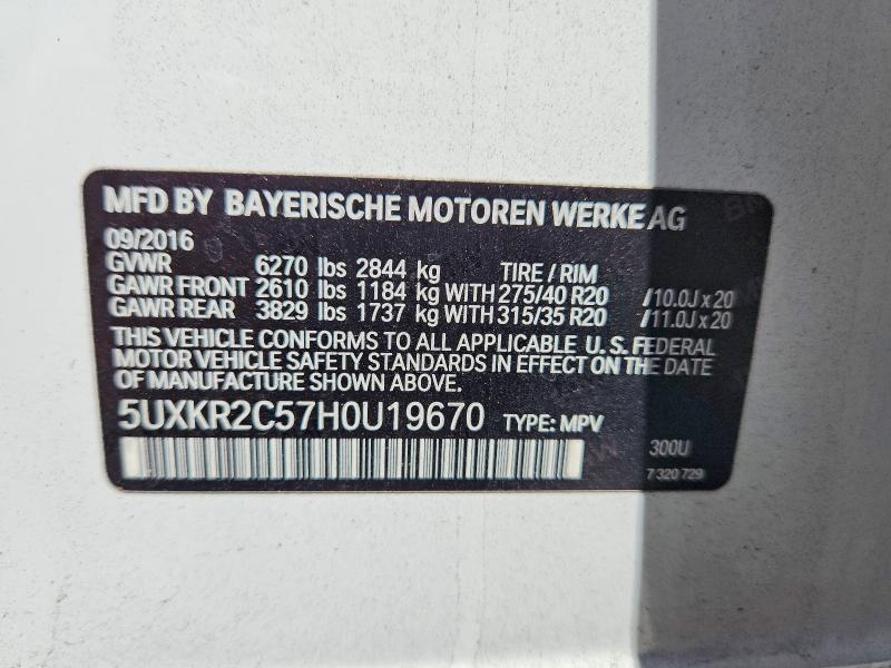 68206906 :رقم المزاد ، 5UXKR2C57H0U19670 vin ، 2017 Bmw X5 مزاد بيع