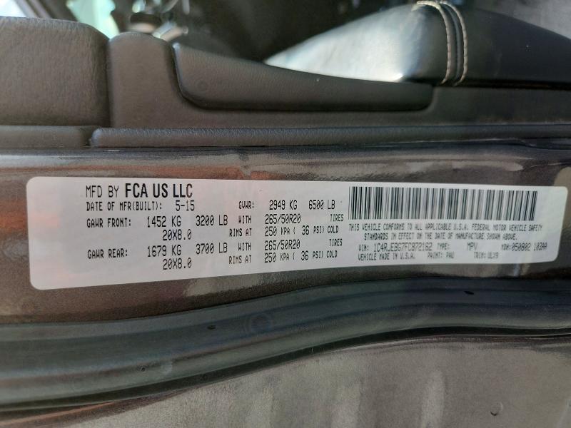 68357866 :رقم المزاد ، 1C4RJEBG7FC872162 vin ، 2015 Jeep Grand Cherokee مزاد بيع