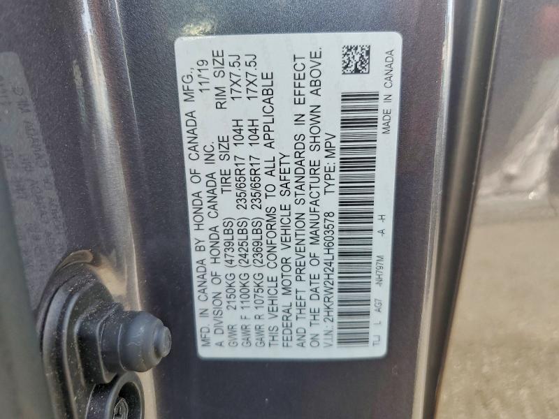 Продаж на аукціоні авто 2020 Honda Cr-v, vin: 2HKRW2H24LH603578, номер лоту: 69456936