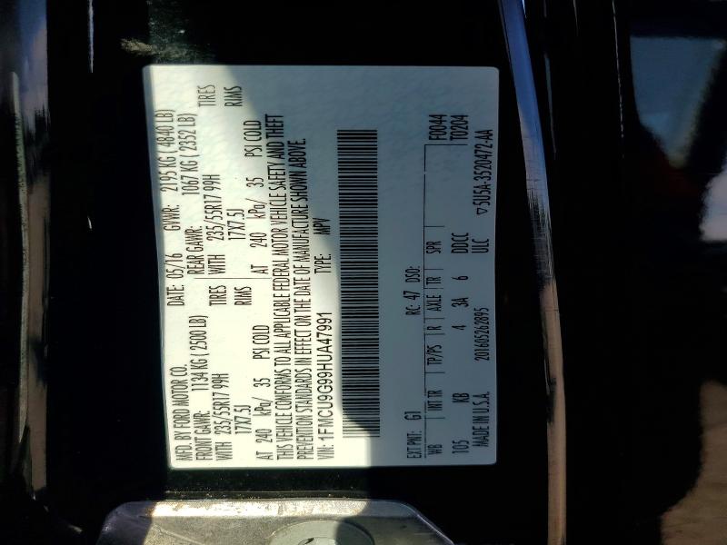 69617096 :رقم المزاد ، 1FMCU9G99HUA47991 vin ، 2017 Ford Escape مزاد بيع