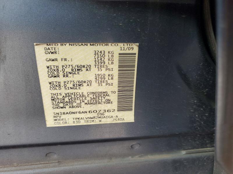 Aukcja sprzedaży 2010 Nissan Armada, vin: 5N1BA0NF6AN607362, numer aukcji: 69131246