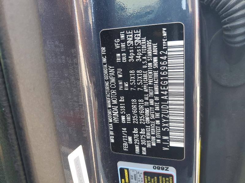 67116966 :رقم المزاد ، 5XYZUDLA4EG169642 vin ، 2014 Hyundai Santa Fe Sport مزاد بيع