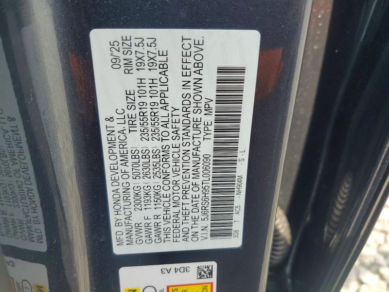 2026 Honda Cr-v მანქანა იყიდება აუქციონზე, vin: 5J6RS6H95TL006090, აუქციონის ნომერი: 67301536