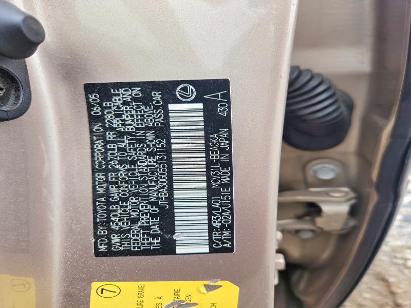 70863686 :رقم المزاد ، JTHBA30G055131152 vin ، 2005 Lexus Es مزاد بيع