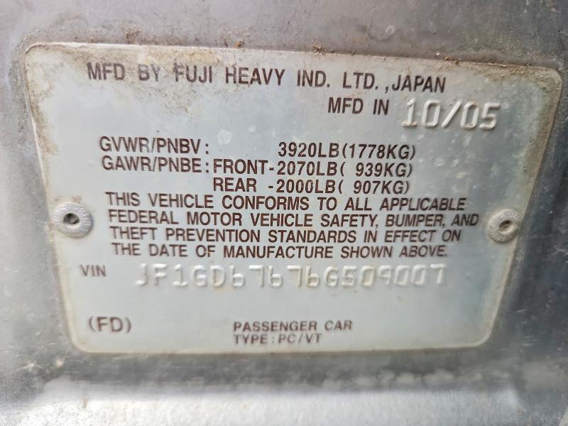 2006 Subaru Impreza მანქანა იყიდება აუქციონზე, vin: JF1GD67676G509007, აუქციონის ნომერი: 69337526