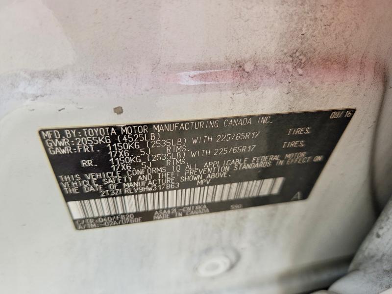 Aukcja sprzedaży 2017 Toyota Rav4, vin: 2T3ZFREV9HW317863, numer aukcji: 69509386
