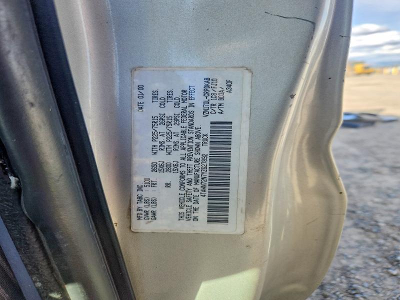 2000 Toyota Tacoma მანქანა იყიდება აუქციონზე, vin: 4TAWN72N7YZ627892, აუქციონის ნომერი: 67772986