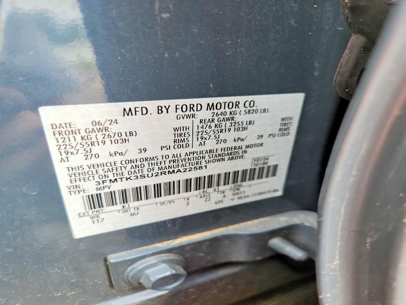 67180816 :رقم المزاد ، 3FMTK3SU2RMA22581 vin ، 2024 Ford Mustang Mach-e مزاد بيع