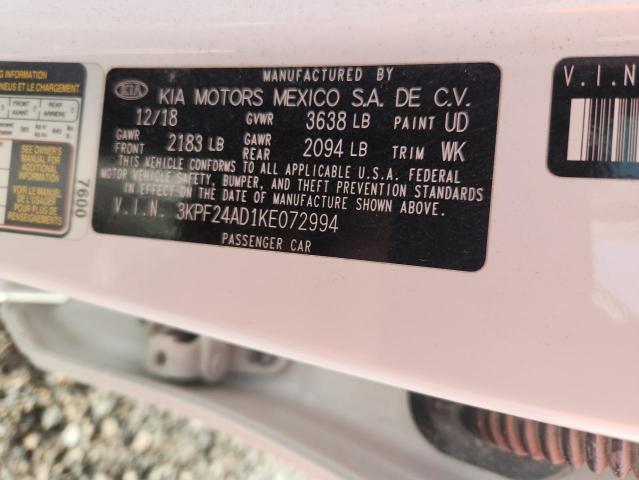 69180526 :رقم المزاد ، 3KPF24AD1KE072994 vin ، 2019 Kia Forte مزاد بيع