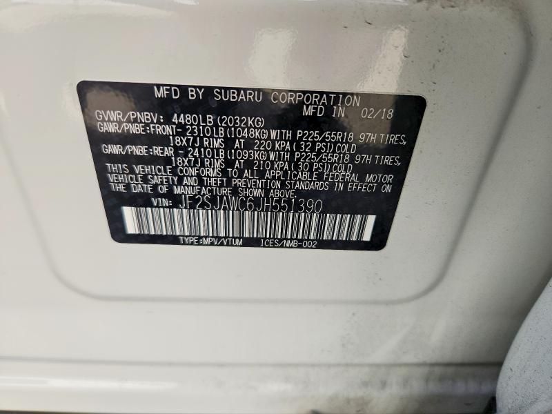 Aukcja sprzedaży 2018 Subaru Forester, vin: JF2SJAWC6JH551390, numer aukcji: 69360816