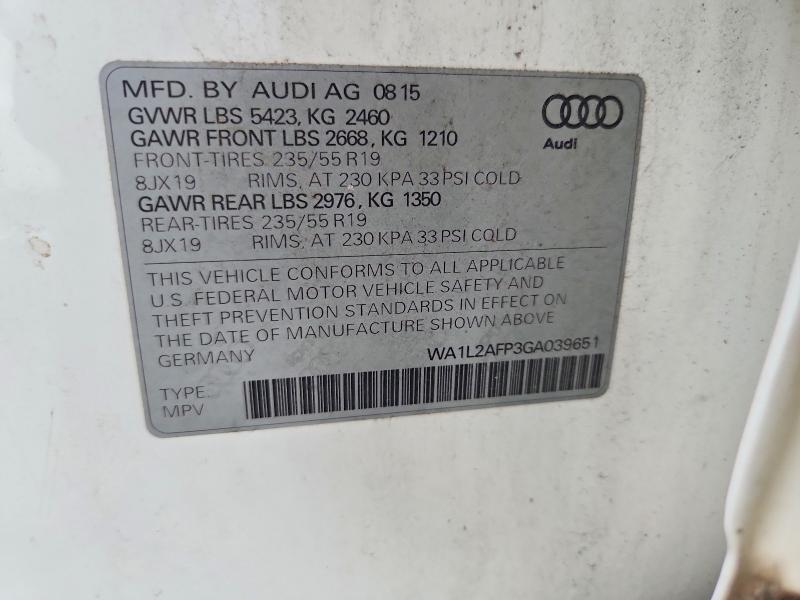 59410046 :رقم المزاد ، WA1L2AFP3GA039651 vin ، 2016 Audi Q5 مزاد بيع