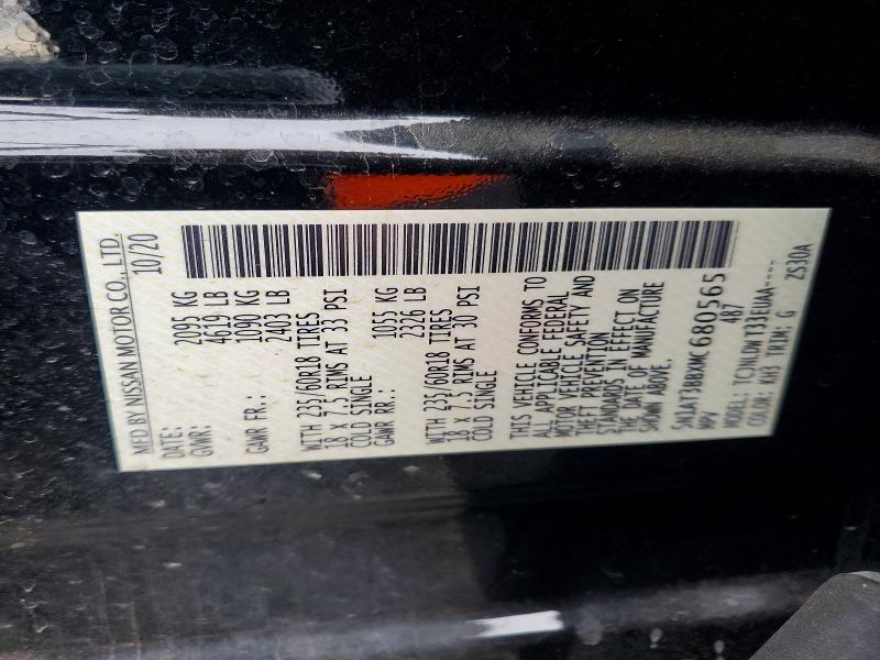 70560646 :رقم المزاد ، 5N1AT3BBXMC680565 vin ، 2021 Nissan Rogue مزاد بيع