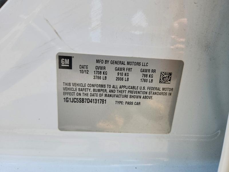 Aukcja sprzedaży 2013 Chevrolet Sonic, vin: 1G1JC5SB7D4131781, numer aukcji: 67512866