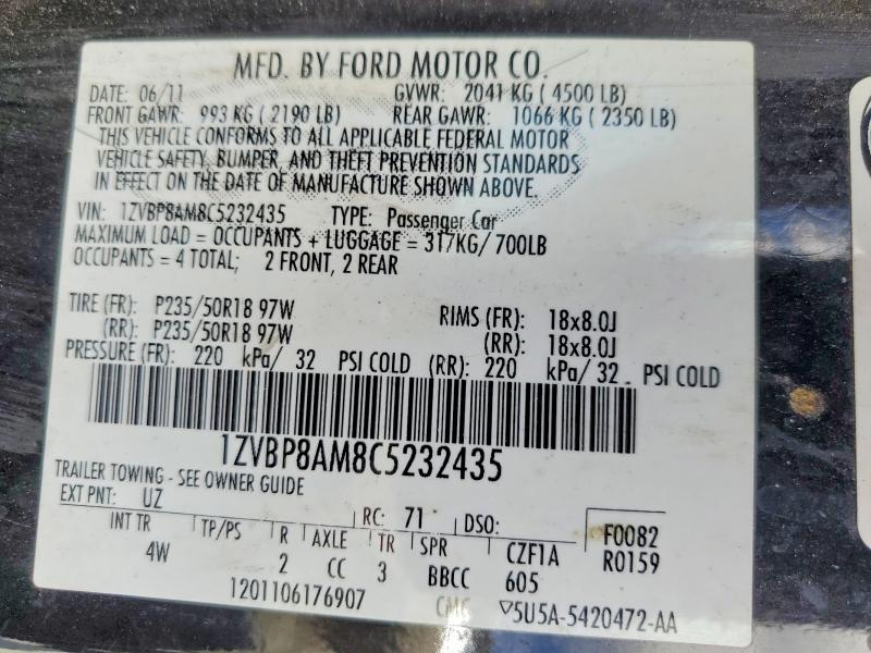 Aukcja sprzedaży 2012 Ford Mustang, vin: 1ZVBP8AM8C5232435, numer aukcji: 70680426