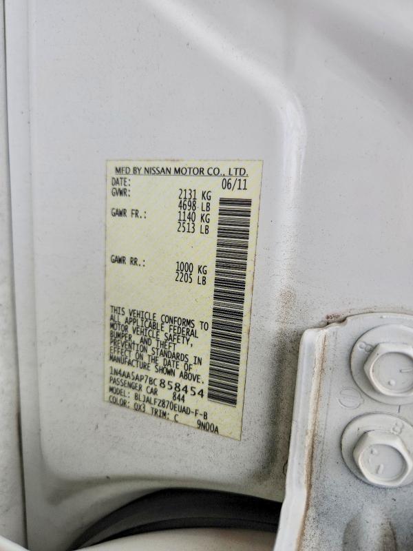 2011 Nissan Maxima მანქანა იყიდება აუქციონზე, vin: 1N4AA5AP7BC858454, აუქციონის ნომერი: 70349876