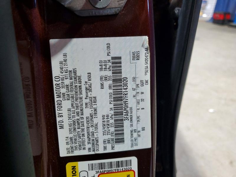 Продаж на аукціоні авто 2015 Ford Fusion, vin: 3FA6P0H97FR143020, номер лоту: 70467166