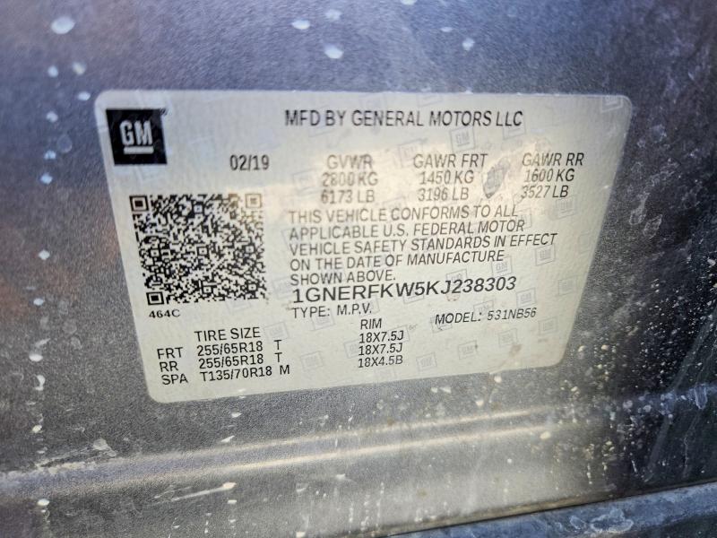 Aukcja sprzedaży 2019 Chevrolet Traverse, vin: 1GNERFKW5KJ238303, numer aukcji: 69571536