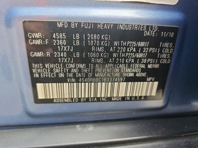 Aukcja sprzedaży 2011 Subaru Outback, vin: 4S4BRBBC1B3374597, numer aukcji: 67839016