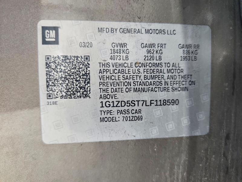 Продажа на аукционе авто 2020 Chevrolet Malibu, vin: 1G1ZD5ST7LF118590, номер лота: 67094516