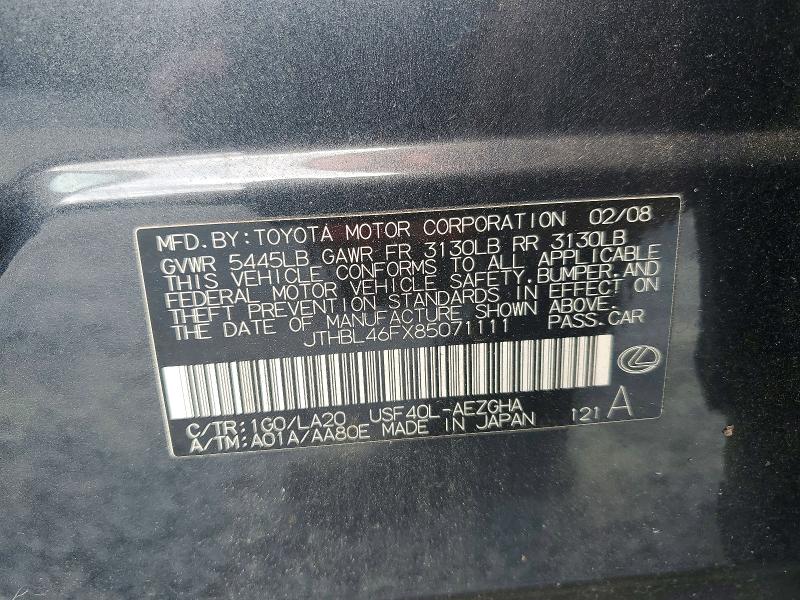 Aukcja sprzedaży 2008 Lexus Ls, vin: JTHBL46FX85071111, numer aukcji: 69079036