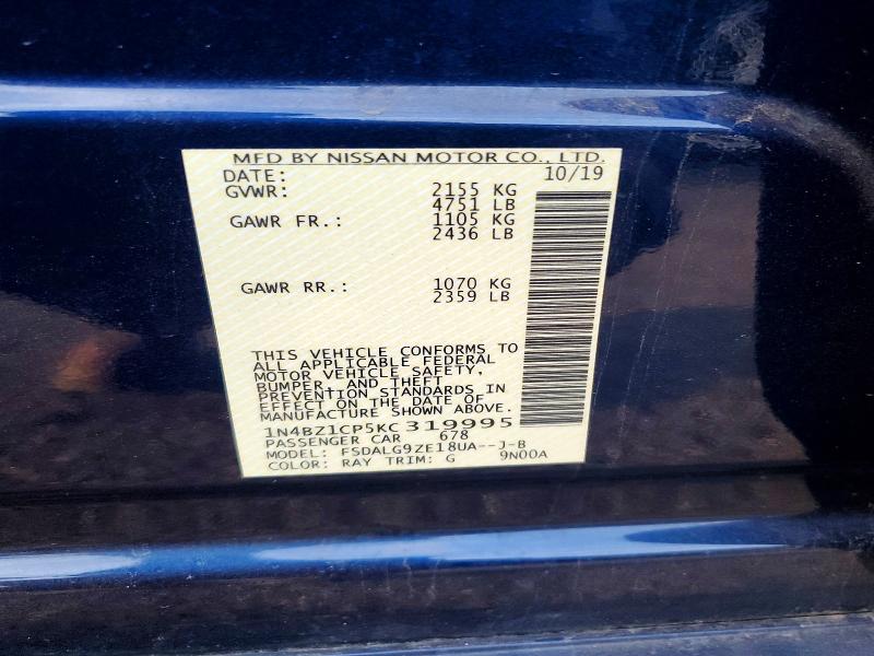 Aukcja sprzedaży 2019 Nissan Leaf, vin: 1N4BZ1CP5KC319995, numer aukcji: 70235046