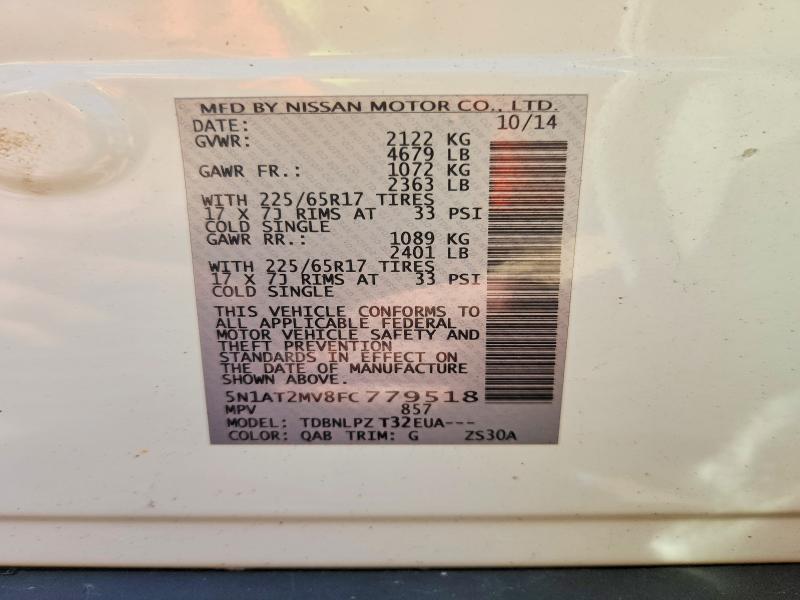 Aukcja sprzedaży 2015 Nissan Rogue, vin: 5N1AT2MV8FC779518, numer aukcji: 70240766