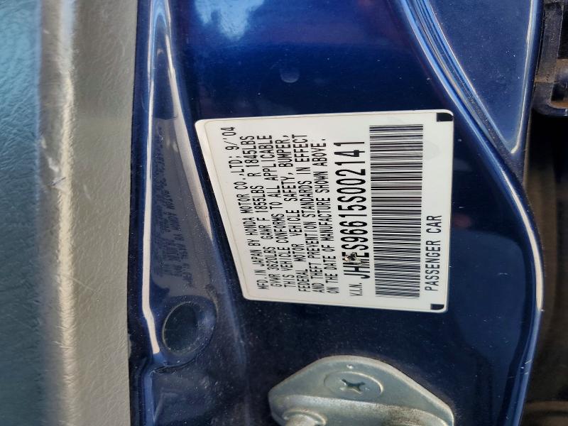 68604666 :رقم المزاد ، JHMES96615S002141 vin ، 2005 Honda Civic مزاد بيع