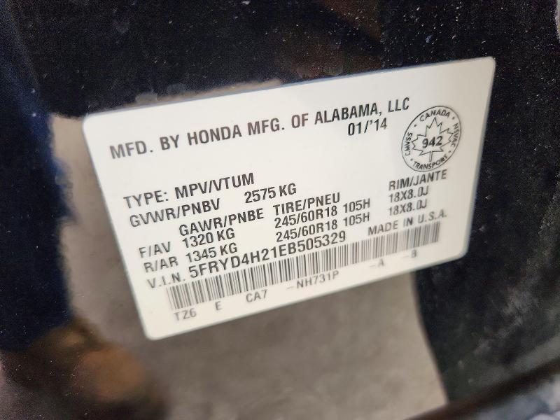 68600926 :رقم المزاد ، 5FRYD4H21EB505329 vin ، 2014 Acura Mdx مزاد بيع