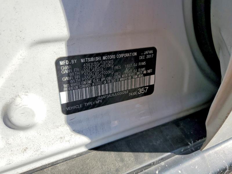 68200576 :رقم المزاد ، JA4AP3AU9JU000263 vin ، 2018 Mitsubishi Outlander Sport مزاد بيع