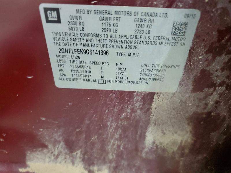 Aukcja sprzedaży 2016 Chevrolet Equinox, vin: 2GNFLFEK9G6141396, numer aukcji: 68628996