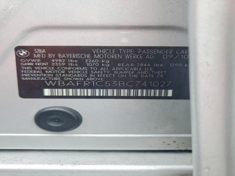 Продажа на аукционе авто 2011 Bmw 5 Series, vin: WBAFR1C53BC741027, номер лота: 70527356