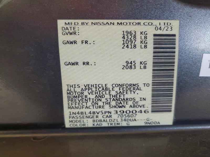 Aukcja sprzedaży 2023 Nissan Altima, vin: 1N4BL4BV5PN390046, numer aukcji: 66739796