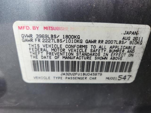 2011 Mitsubishi Lancer მანქანა იყიდება აუქციონზე, vin: JA32U2FU1BU045879, აუქციონის ნომერი: 67789996