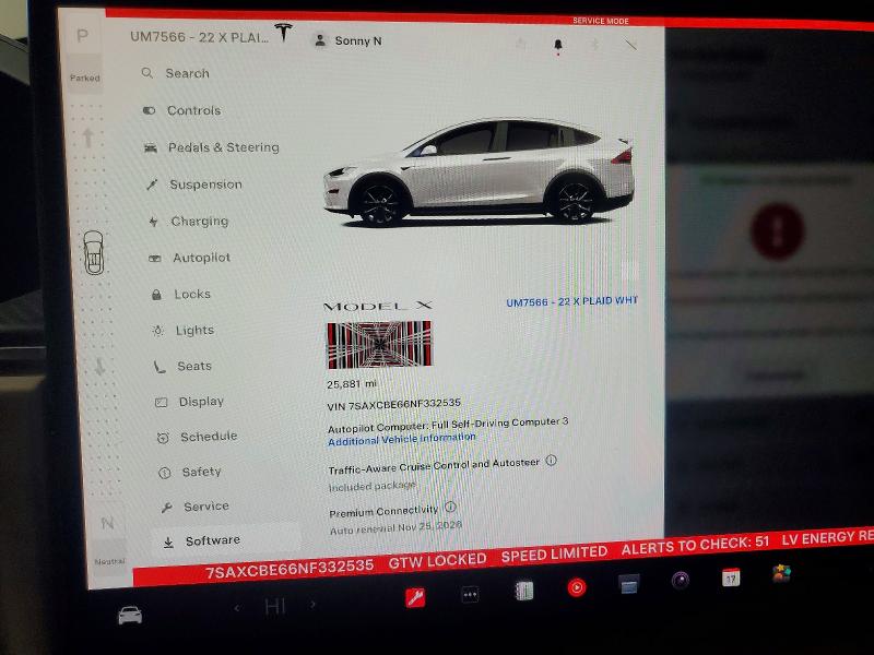 2022 Tesla Model X მანქანა იყიდება აუქციონზე, vin: 7SAXCBE66NF332535, აუქციონის ნომერი: 69253846