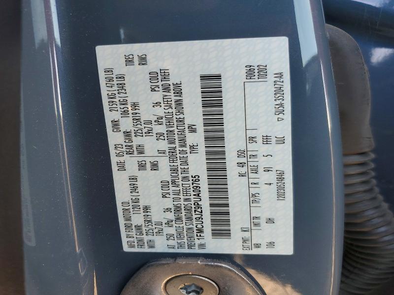 2023 Ford Escape მანქანა იყიდება აუქციონზე, vin: 1FMCU9JZ9PUA09765, აუქციონის ნომერი: 70825106