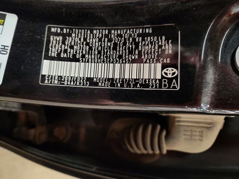 Aukcja sprzedaży 2014 Toyota Corolla, vin: 5YFBURHE5EP036457, numer aukcji: 67618826