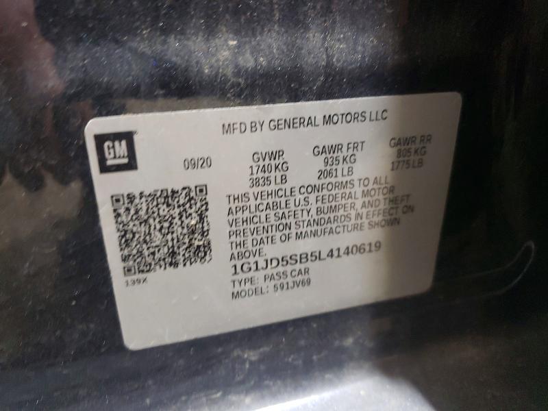 Продажа на аукционе авто 2020 Chevrolet Sonic, vin: 1G1JD5SB5L4140619, номер лота: 69332566