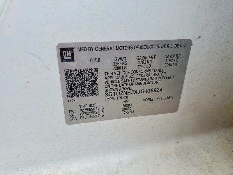 Продаж на аукціоні авто 2018 Gmc Sierra, vin: 3GTU2NEJXJG416824, номер лоту: 68928796
