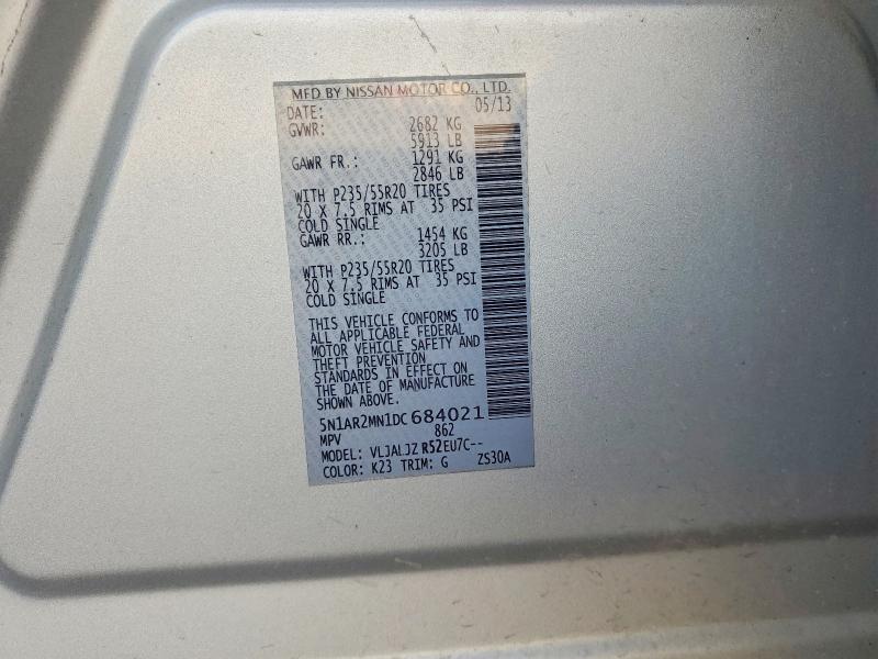 Продаж на аукціоні авто 2013 Nissan Pathfinder, vin: 5N1AR2MN1DC684021, номер лоту: 68945406