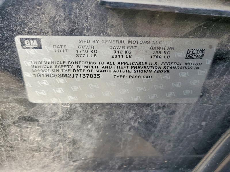 Продажа на аукционе авто 2018 Chevrolet Cruze, vin: 1G1BC5SM2J7137035, номер лота: 69793646