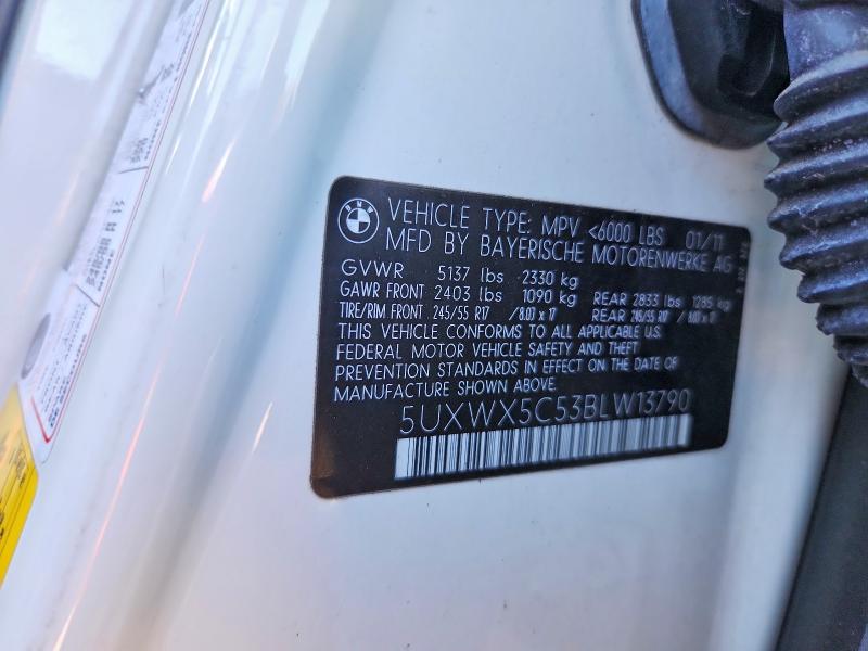 68427796 :رقم المزاد ، 5UXWX5C53BLW13790 vin ، 2011 Bmw X3 مزاد بيع