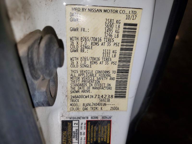 69776046 :رقم المزاد ، 1N6AD0CW4JN714238 vin ، 2018 Nissan Frontier مزاد بيع