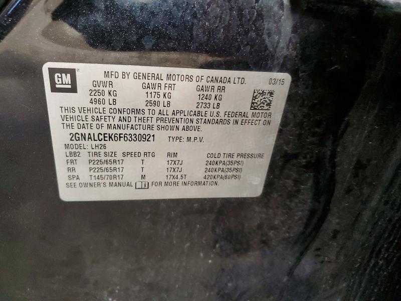 70680616 :رقم المزاد ، 2GNALCEK6F6330921 vin ، 2015 Chevrolet Equinox مزاد بيع