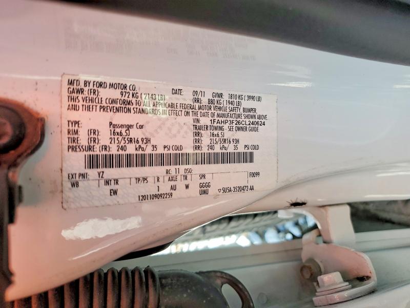 2012 Ford Focus მანქანა იყიდება აუქციონზე, vin: 1FAHP3F26CL240624, აუქციონის ნომერი: 68155316