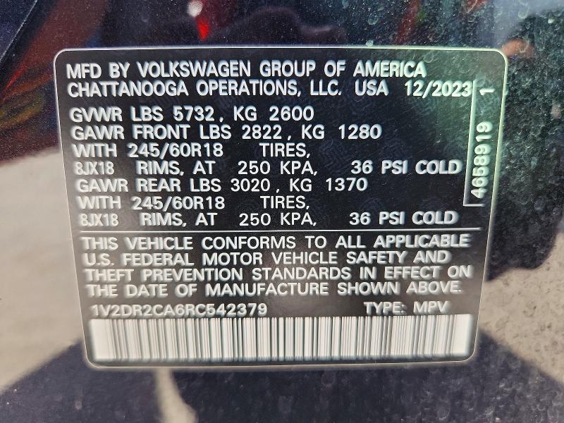 Продаж на аукціоні авто 2024 Volkswagen Atlas, vin: 1V2DR2CA6RC542379, номер лоту: 69016196