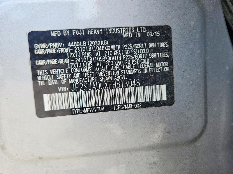 Продаж на аукціоні авто 2015 Subaru Forester, vin: JF2SJADCXFH813048, номер лоту: 69445406